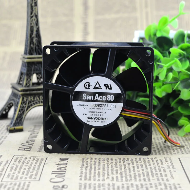 Для Sanyo 9G0827P1J051 8038 27V 0.62A трехпроводной 8 см конвертер шасси вентилятора