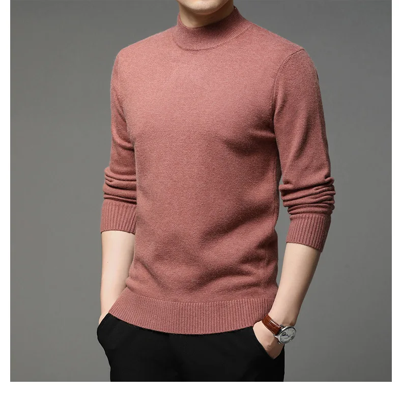 2022 Autumn and Winter New Men Turtleneck Pullover Sweater Fashion Solid Color Thick and Warm Bottoming Shirt Male Brand Clothes