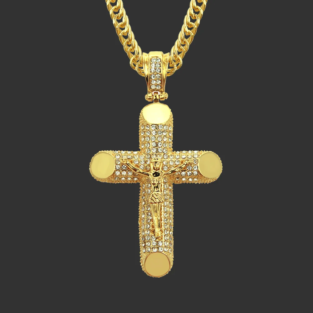

Hot Selling New Products Diamond Set Jesus Cross Men Pendant Hip Hop Necklace