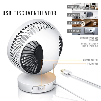 

Hot TOD-Usb Fan mini Fan Desk Fan Small Fan Portable Desk Fan 7 Turbo Leaves 22 ° Tiltable with Handle Energy Efficient for Offi