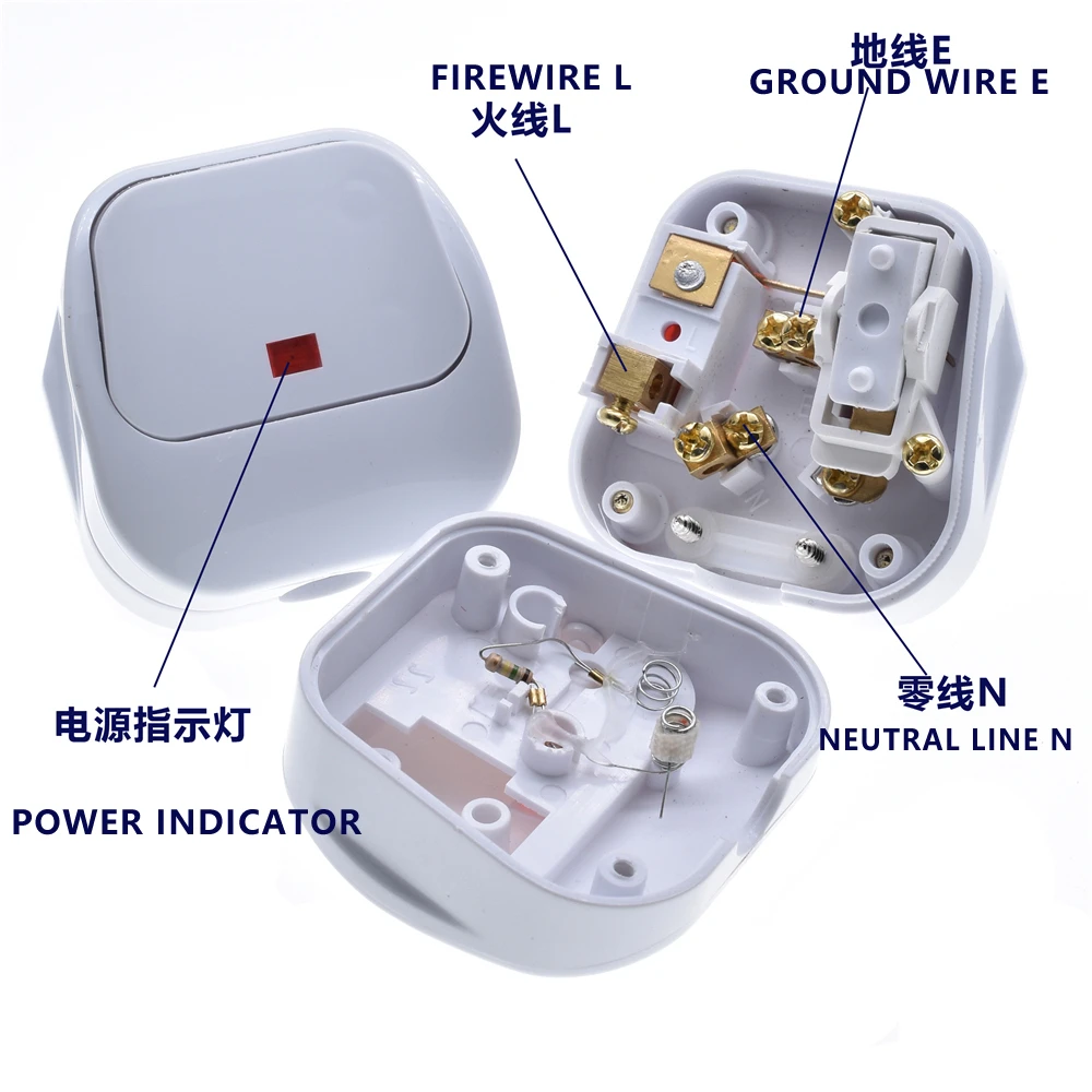 UK /AU 3 Pin Switch13A AC Assembled Power Plug With Switch Male Electrical Socket Fused Connect Cord Overload Protection Adapter