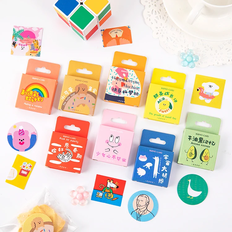 45 PCS Boxed Stickers Cartoon Animal Cute Avocado Decoration Sticker Flakes Scrapbooking School Supplies | Канцтовары для офиса и