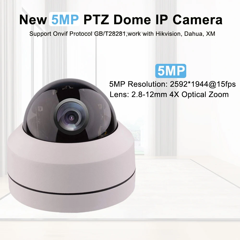 5MP POE Мини PTZ IP камера купол H.265 Крытый 2,8-12 мм 4X оптический зум ИК 50 м P2P CCTV безопасности Onvif Водонепроницаемый(2 шт