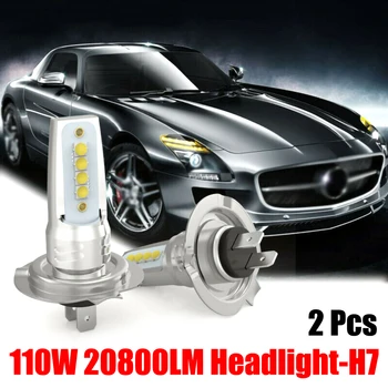 

1Pair H7 LED Headlight Conversion Set Cob Bulb 110W / 10000LM White Low