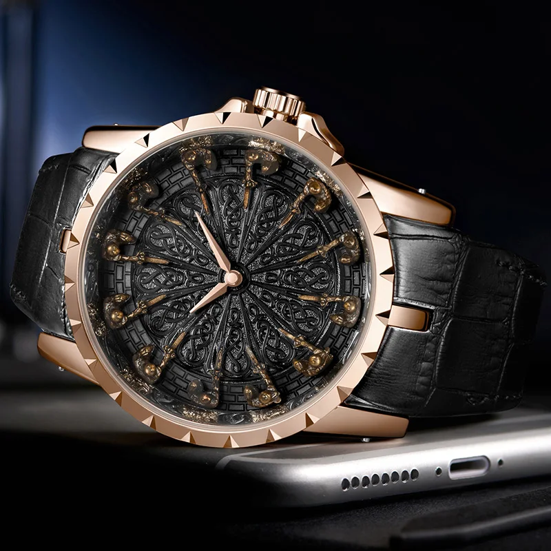 ONOLA brand unique quartz watch man 2019 luxury rose gold leather wristwatch fashion cusual waterproof Vintage Relogio Masculino