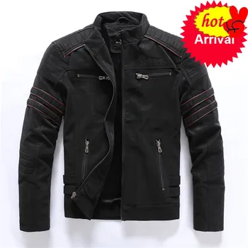

Autumn Mens 2020 Casual Leather Jacket Winter Inner Fleece Cargo Coat PU Leather Waterproof Zip Sleeve Fashion Pattern Jaqueta