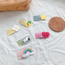 Южная Корея стиль ткань печатных вышитые ФРУКТЫ ЗВЕЗДЫ любовь заколки милые BB клип свежий детский боковой зажим