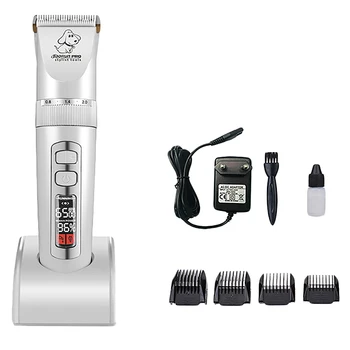 

Baorun P9 Dog Hair Trimmer LCD Three-Speed Speed Push Pet Dog Cat Hair Beauty Hairdressing Machine(White) EU Plug
