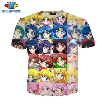 

Sailor Moon T Shirt Men Women Kino Makoto Sweatshirt 3D Print Anime Short Sleeve Hip Hop Street O Neck Casual Top Pullover C090