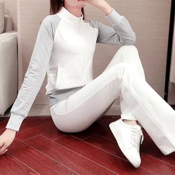 

Women Two Piece Set Fashion Women's Sets Spring Sports Suit White Casual Micro Flared Pants Slim Sweatsuit Tracksuit Women Sexy