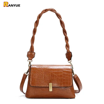 

Women Shoulder Bag Alligator Pattern Single Shoulder Baguette 2020 Classic Chic PU Leather Clear Handbag Bags Brief Design Purse