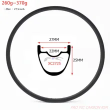Хром углерод XC обод 27,5 дюймов Сверхлегкий 260 г 27 мм широкий UD матовый обод 25 мм глубокий 28h 32h 650B 27," 29er Углеродные mtb диски