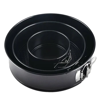 

3 Sizes Carbon Steel Nonstick Springform Pan Set Cake Bake Mould Bakeware Round Spring Form Round Cake Mold Black