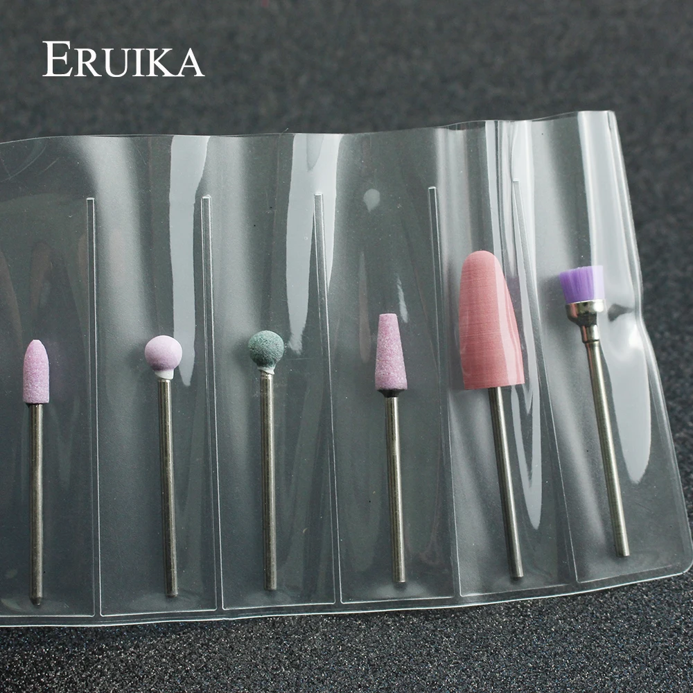 6pcs/bag Silicone Ceramic Stone Nail Drill Set Electric Milling Cutter for Manicure Machine Rotary Bit Cuticle Clean Accessories 2