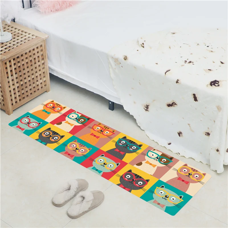 

Cartoon Cat Home Mat Bathroom Non-slip PVC Soft Skin Living Room Sofa Bed Front Carpet Kitchen Mat Corridor Doormat Sports Rugs