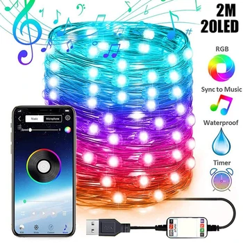 

Smart Bluetooth Personalized String Lights LED Lights Waterproof Fairy USB Rechargebale Christmas Tree Decoration Lights