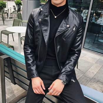 

2019 New Men's Leather Jackets Autumn Casual Motorcycle PU Jacket Biker Leather Coats Clothing Slim-fit Jacket M-2XL