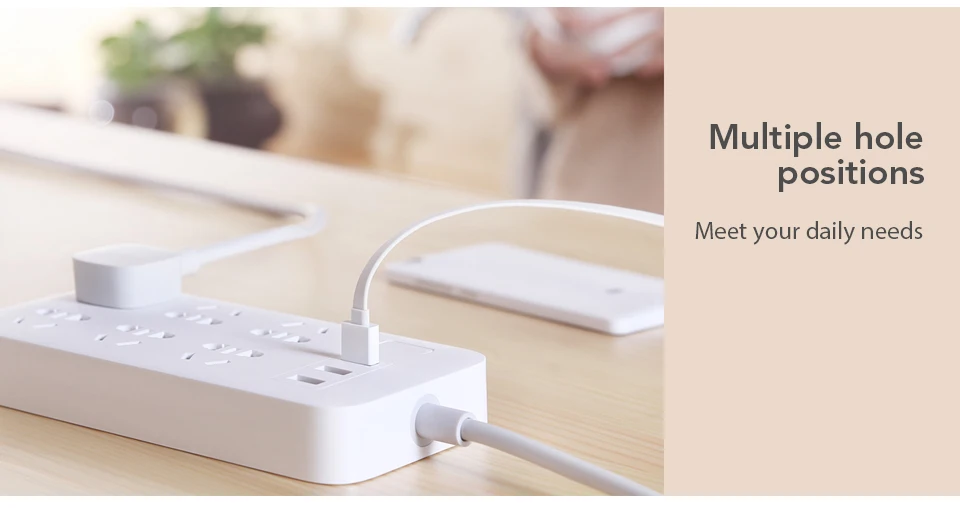 Original Xiaomi Mijia Power Strip Basic Version 6 Sockets With 3 5V 2.1A Fast Charging USB Ports White Mi Socket (3)