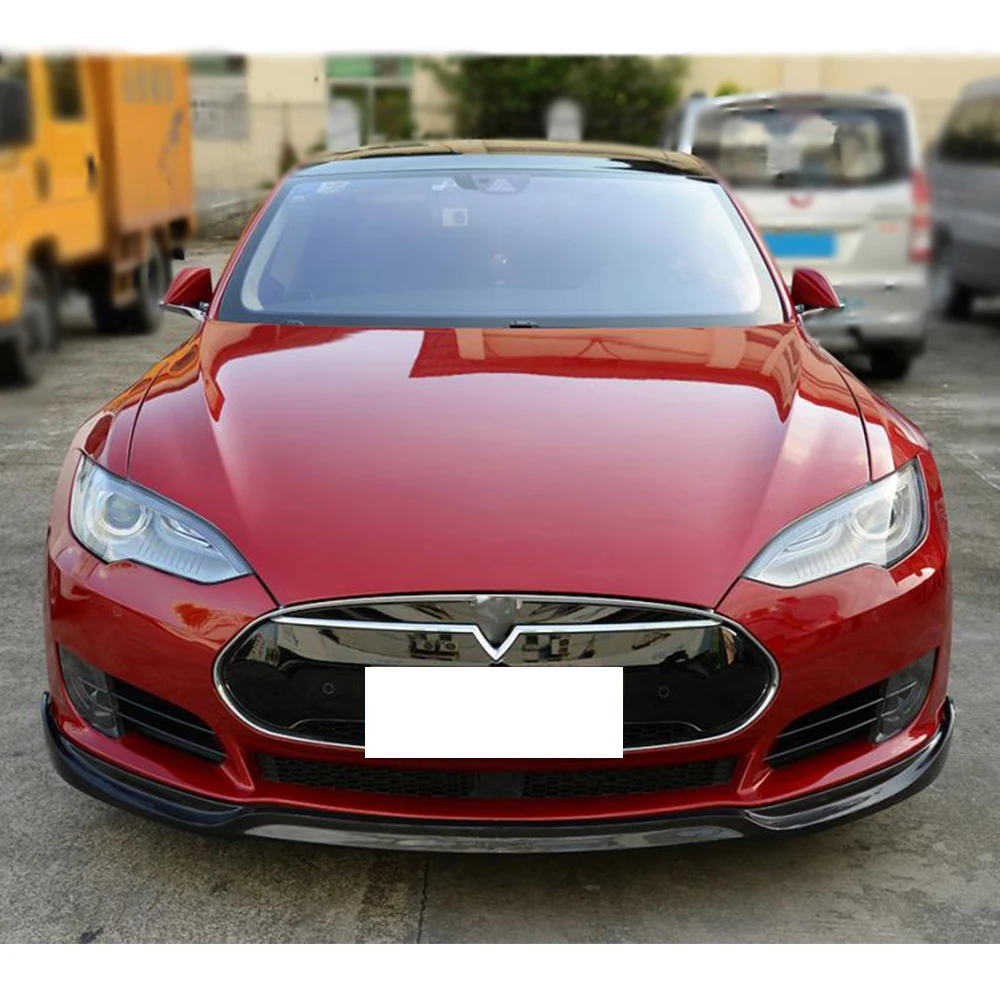 Углеродное волокно передний бампер губы сплиттеры для Tesla модель S Седан 4 двери 2012- бампер Защита