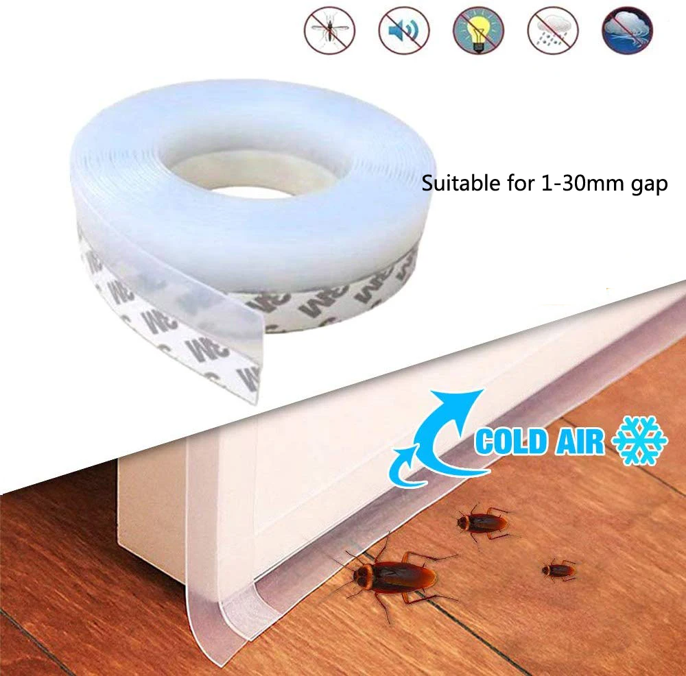 

1 meters Sealing Strip Stickers Windproof Silicone Bar Door Sealing dustproof window seal sound insulation strip self-adhesive