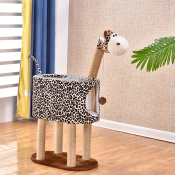 

Solid Wood Cat Climbing Frame Wear-resistant Sisal Cat Litter Multifunctional Shelf Scratching Column Board Jumping Platform Toy