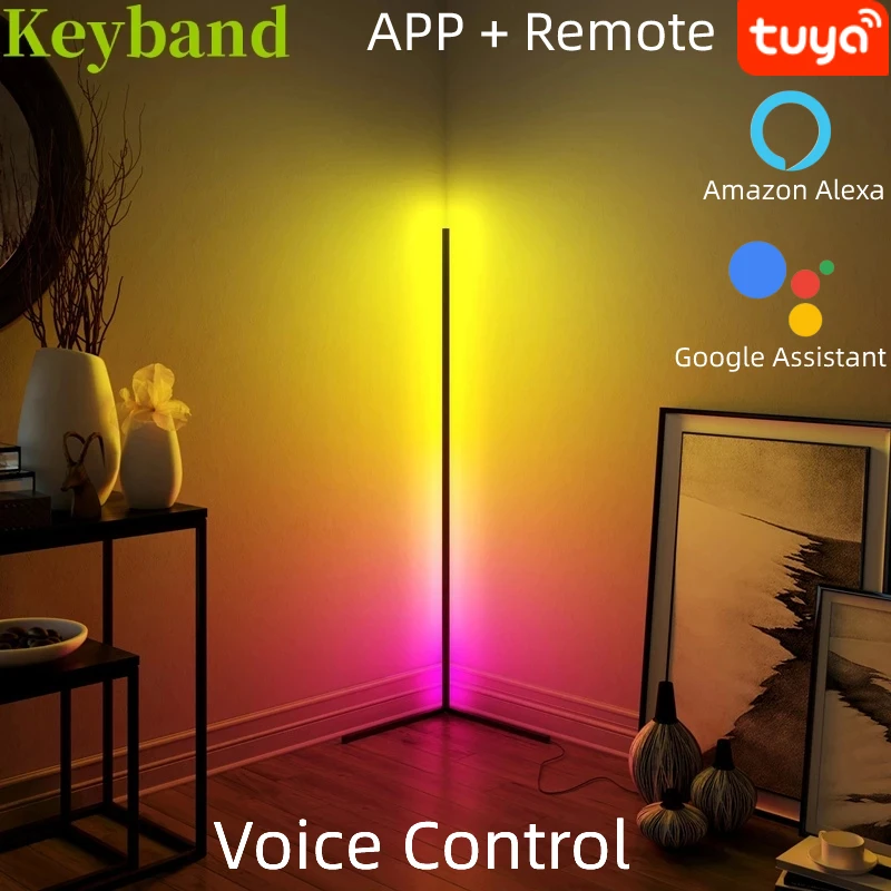 1500mm RGB Floor Lamp Living Room Intelligent WiFi Music Sync LED Corner Standing Lights Remote Tuya APP Voice Control 100-240V | Освещение