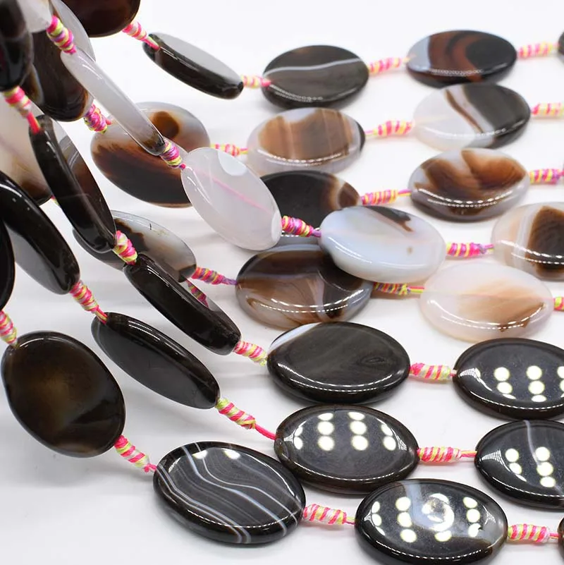2strands/lot Oval black and white agate natural stone beads For DIY Necklace Bracelet Jewelry Making 15