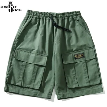 

Men Women Men's Cargo Shorts Comfortable Drawstring Elastic waist Casual Male Shorts Knee Length Multi Pocket Sports Shorts