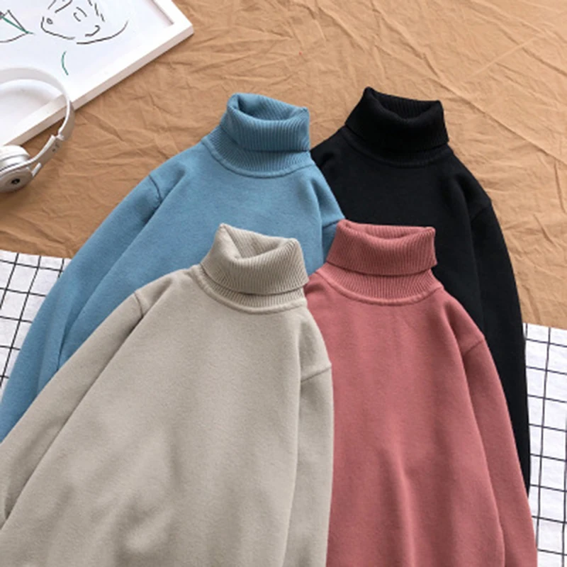 Autumn And Winter Men's Two High Collar Solid Color Sweater Trend Bottoming Shirt Inside Sweater Youth Warm Sweater Autumn And Winter Men's Two High Collar Solid Color Sweater Trend Bottoming Shirt Inside Sweater Youth Warm Sweater