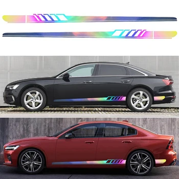 

2Pcs Car Stickers Stripe Side Door Vinyl Film Racing Sports Stickers Universal Car Decoration Accessories