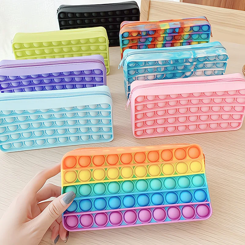 Silicone Wallet Bags Push Its Bubble Fidget Toys Pencil Case Simpl Dimmer Antistress Toy Soft Press Pops Figet Bag | Игрушки и хобби