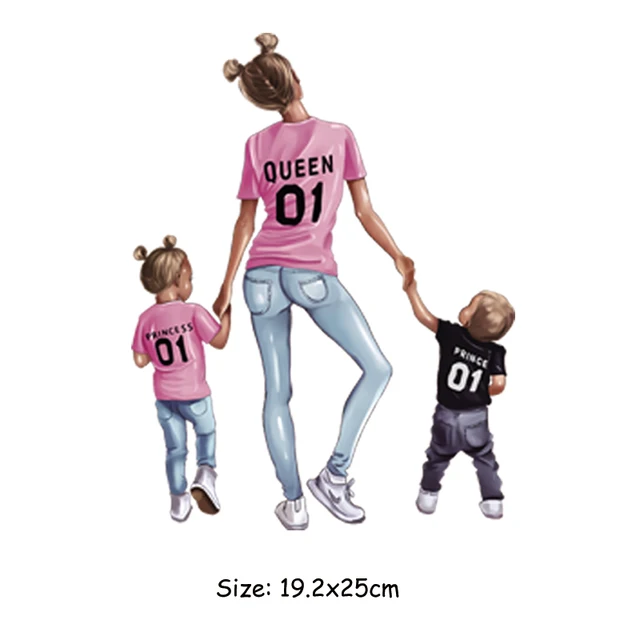 DIY Heat Transfer Patches Mom Girl Boy Printing Patches On Clothes Super Mom Dad Queen Stickers On T-shirt Dresses Jeans DZ595