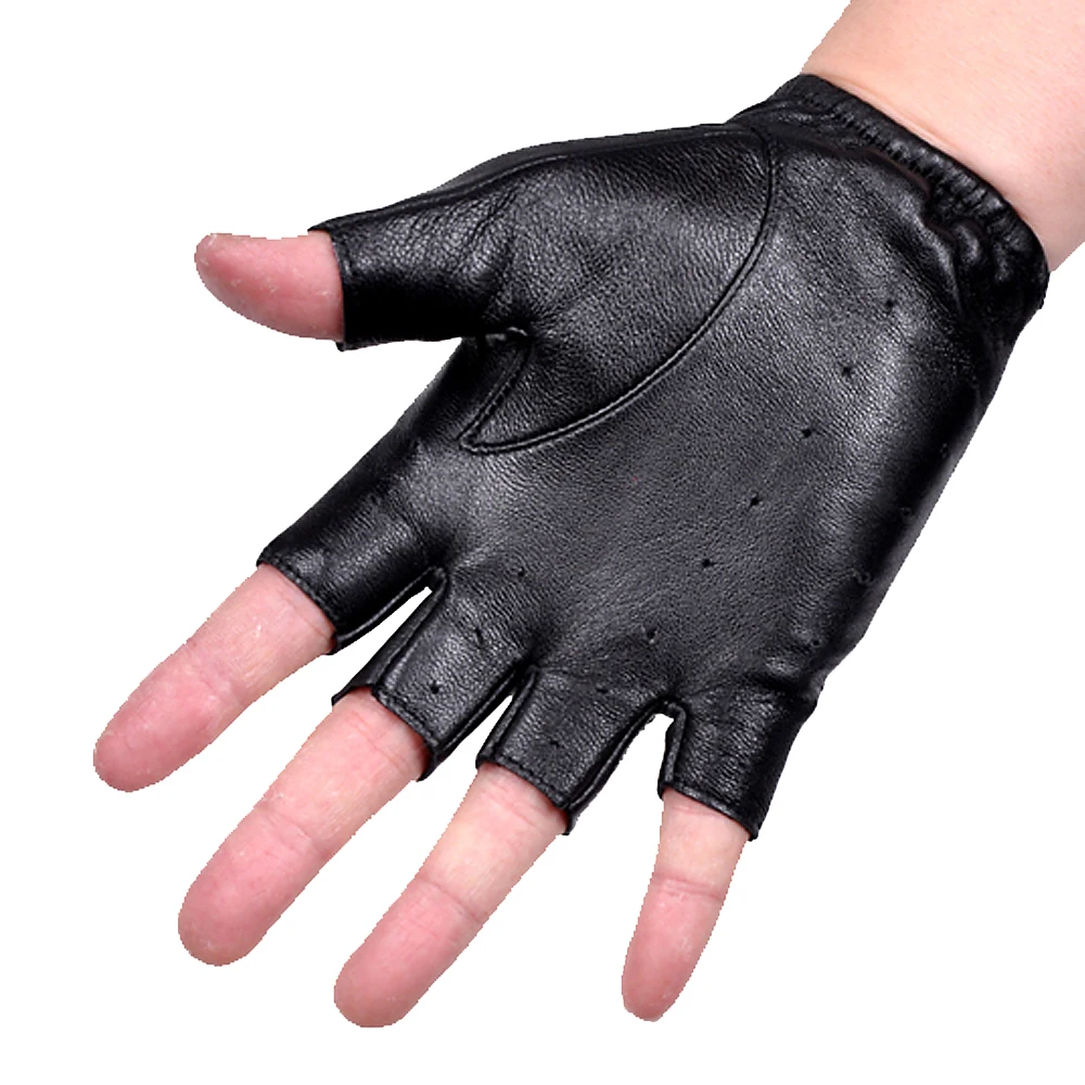 Mouse over image to zoom Women-Leather-Driving-Gloves-Half-Finger-Finger-Less-Te