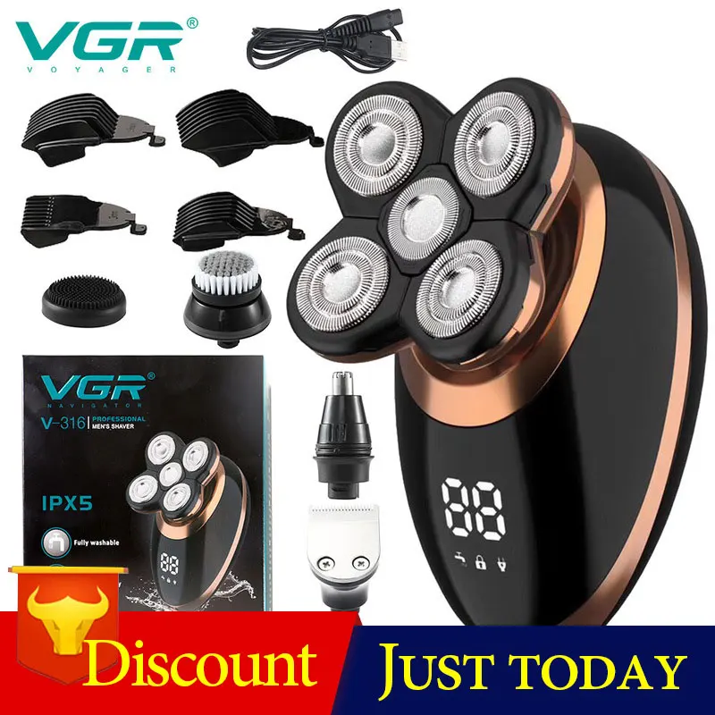 

New 5-in-1 Electric Shaver Multifunctional Shaver Men's Grooming Liquid Crystal Digital Display