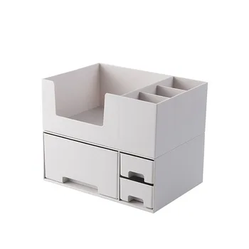 

White/Gray Double-layer Large Capacity Bathroom Cosmetic Storage Drawer Makeup Jewelry Lipstick Organizer Desktop Storage Box