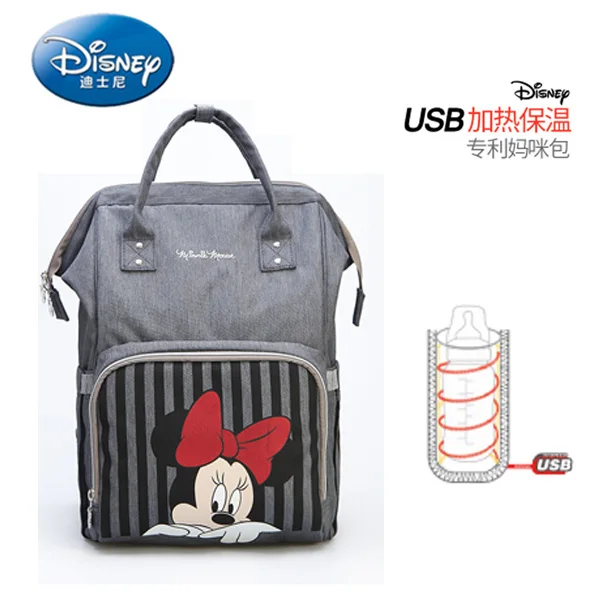 Дисней сохранение тепла пеленки мешок USB Подогрев дорожный рюкзак для беременных большой емкости уход за ребенком подгузник рюкзак - Цвет: B02