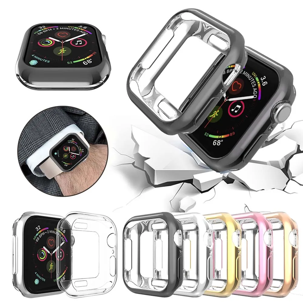 360 Тонкий чехол для часов Apple Watch 5 4 3 2 1 42 мм 38 мягкий прозрачный защитный из ТПУ iWatch