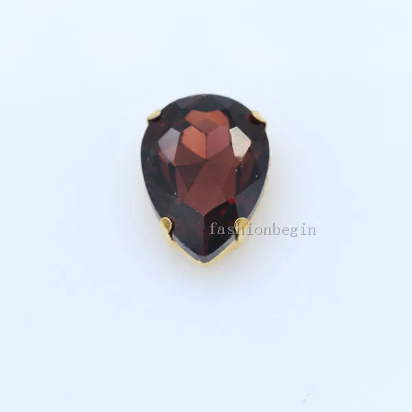 20p 10x14 мм каплевидный цвет, заостренный стеклянный камень, пришитые хрустальные стразы, каплевидные драгоценности, Золотая пуговица для свадебного платья - Цвет: mid amethyst
