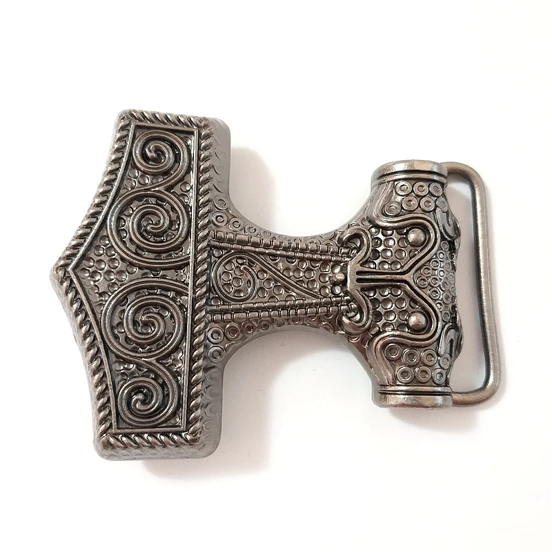 Vintage Silver Нордическая мифологическая Руна викингов Молот Тора пряжка для ремня в западном стиле миф Винтаж ковбой пряжки ремня для 4 см ремни Hebilla Cinturon - Цвет: Vintage Silver