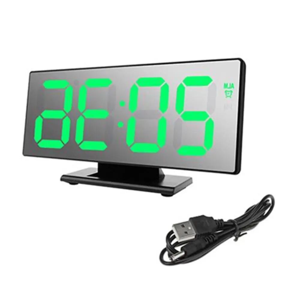 Digitale Wekker Led-Spiegel Klok Multifunctioneel Snooze-display Tijd Nacht Lcd-лампа настольная Klok - Цвет: Бронза