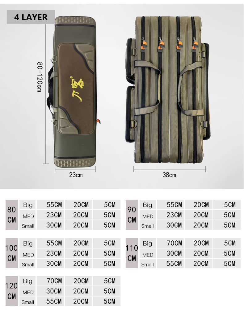 120 см толще 1680D Оксфорд Рыболовная Сумка 2/3/4 Слои большой Ёмкость удочки для рыбалки, игрушки для хранения Водонепроницаемый сумка XA168G