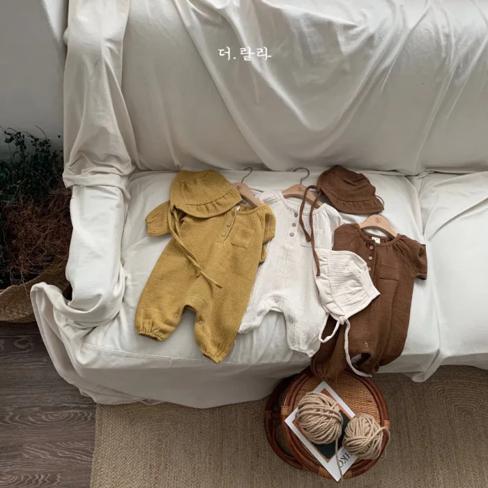 2019 новый осенний хлопковый и льняной костюм для малышей Костюм для скалолазания для мальчиков и девочек + шляпа