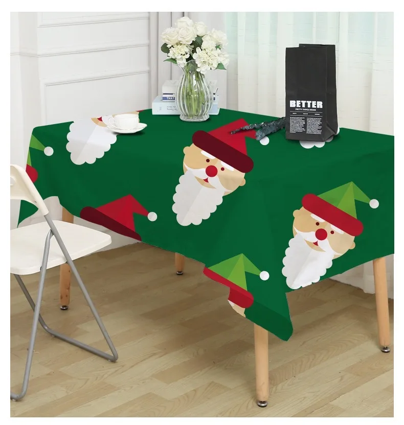 

Christmas Dining Table Protective Cover Eco-Friendly Rectangle Tablecloth Fabric Linen Decorative
