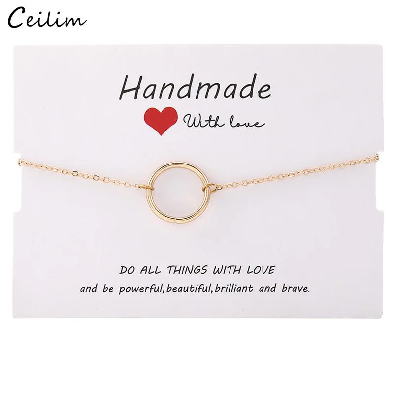 Simple Design Hollow Circle Round Bracelet Geometric Charm Link Chain Gold Silver Color Friendship Bracelets Trendy Jewelry Gift | Украшения