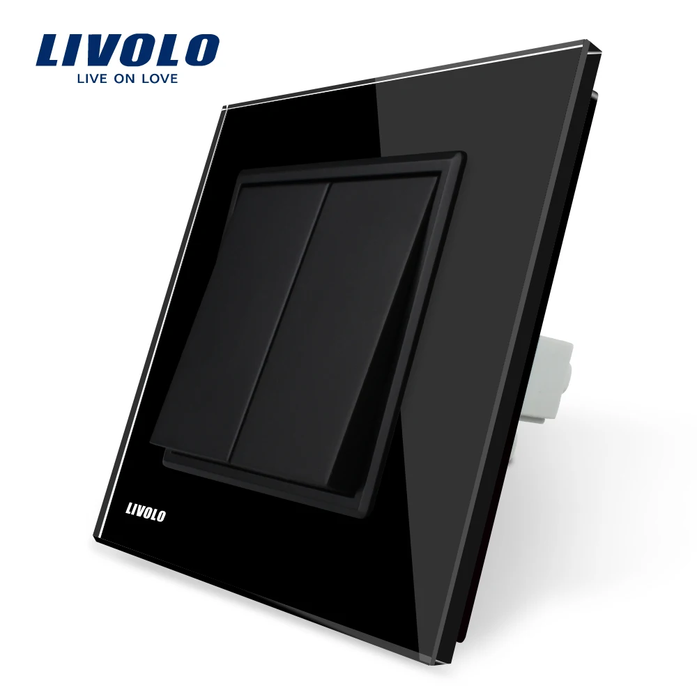 Livolo черная стеклянная панель 1 сторонний кнопочный переключатель kek pad без