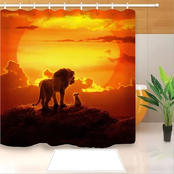 

Lion King 3D Print Shower Curtain Polyester Fabric Bathroom Curtain Waterproof Hook Bath Curtain 03