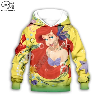 

Kids Hoodie baby Girl 3D Mermaid Ariel Print Children clothing zipper coat long sleeve Sweatshirt cartoon pullover pant