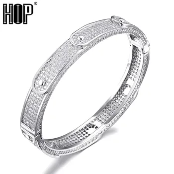 

Solid Iced Out Mens Charm Bracelets Bangle Iced Out Gold Color Color Bracelets Hip Hop Bling Jewelry Gifts