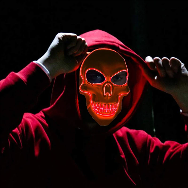 

2019 New Crazy Halloween Mask LED Mask Light Up Party Mask Neon Mask Cosplay Horror Scary Glow In Dark Masque HIP POP YOUNG