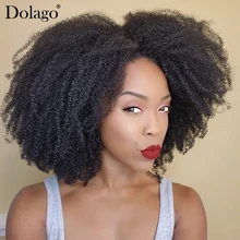 Extensions de cheveux humains 100% mongols avec Clip Dolago, cheveux humains crépus bouclés, Afro, noir naturel, 4B 4C